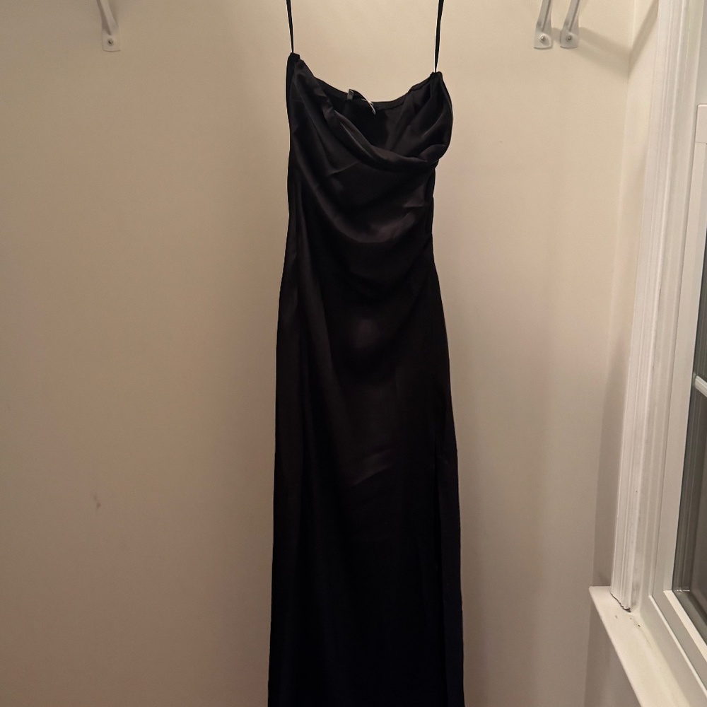Princess Polly strapless black silk dress